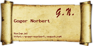 Goger Norbert névjegykártya